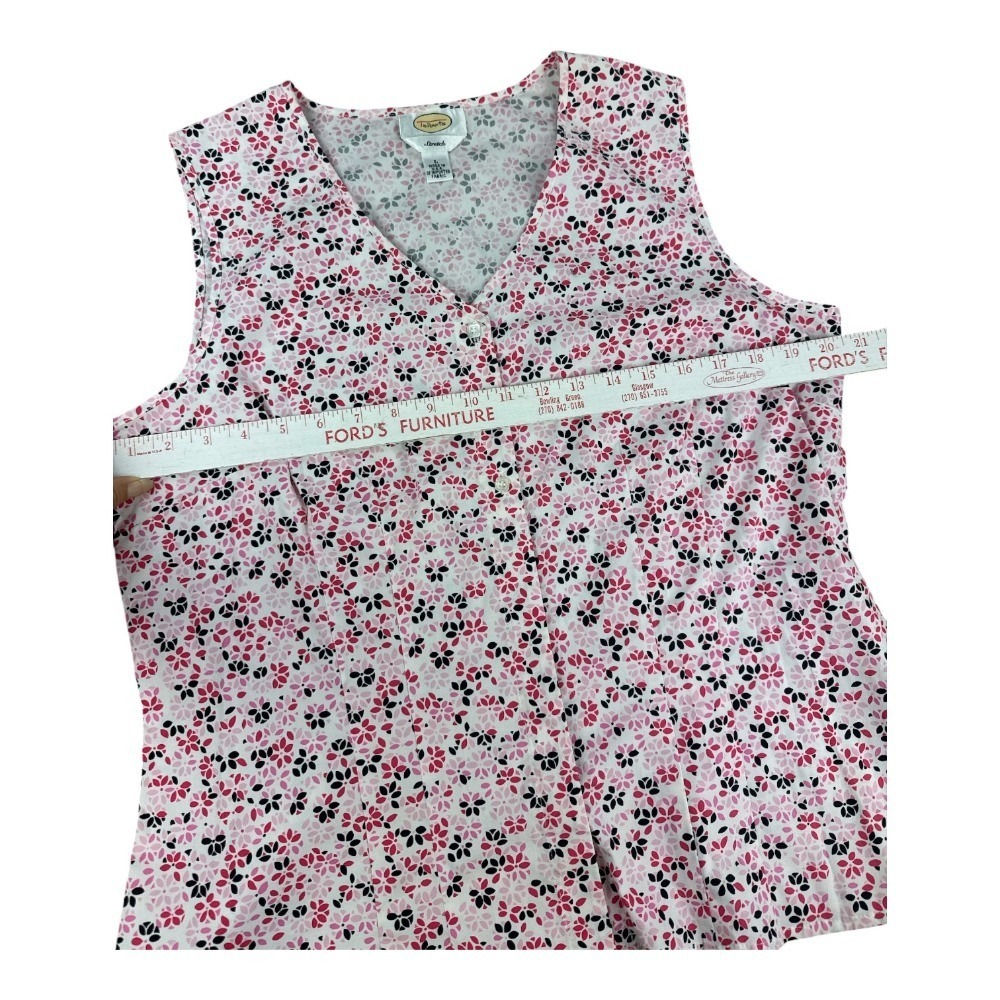 Talbots Pink Black Floral Sleeveless Button Down Stretch Vest Top Large USA - Picture 4 of 6